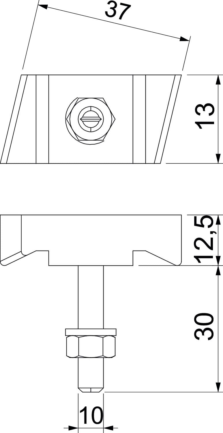 BETTERMANN Hammerkopfschraube 13mm ST MS50HB M10x30 ZL M10x30mm f.MontSchien