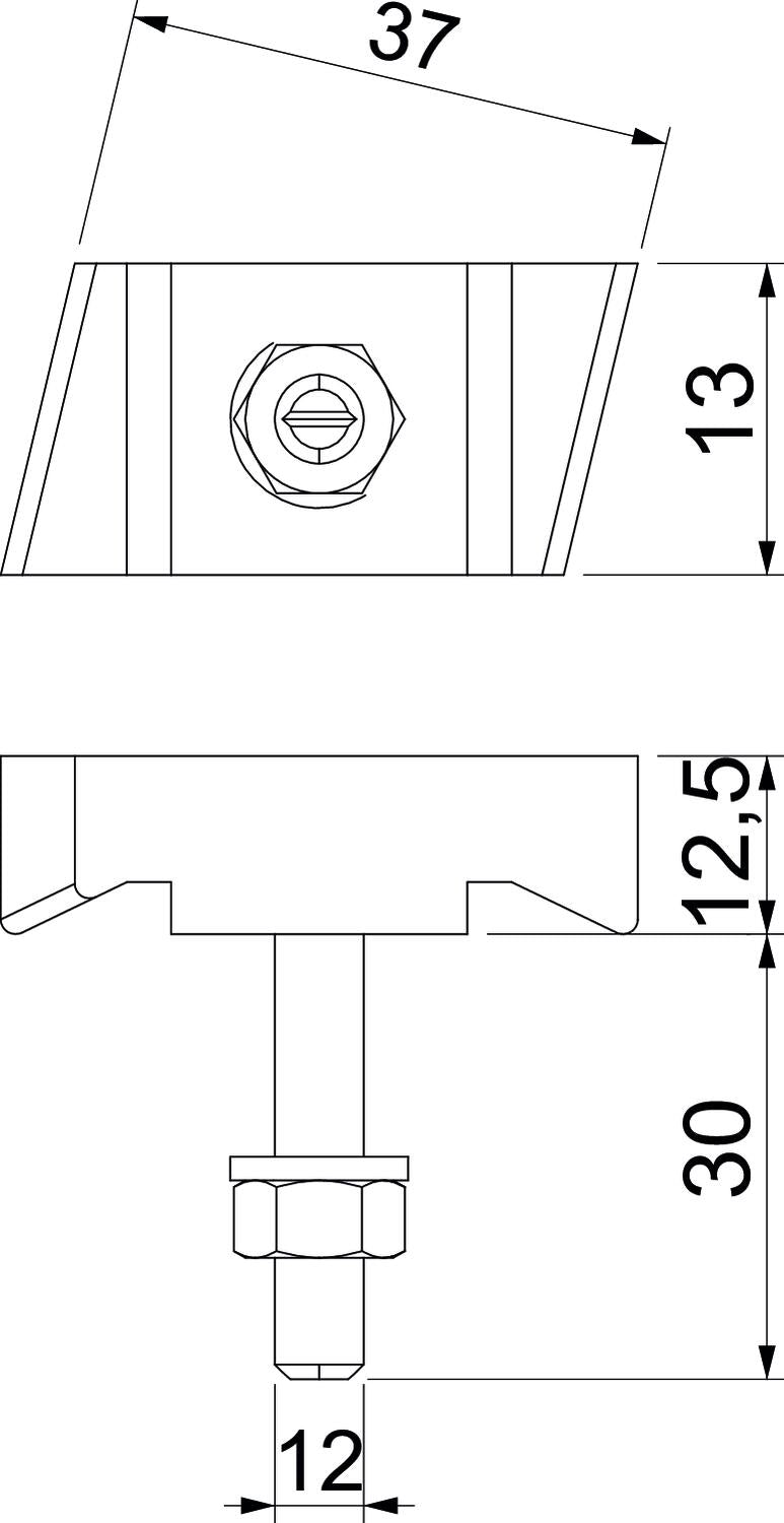 BETTERMANN Hammerkopfschraube 13mm ST MS50HB M12x30 ZL M12x30mm f.MontSchien