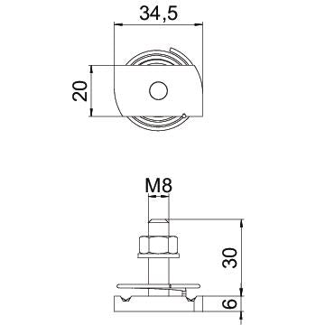 BETTERMANN Hammerkopfschraube 20mm ST MS41HBF M8x30 ZL M8x35mm Zn/AluLam