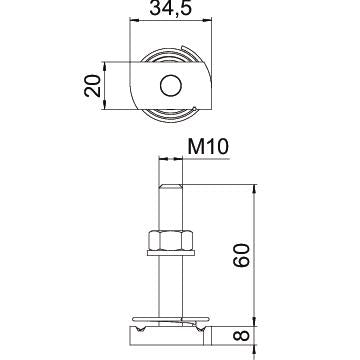 BETTERMANN Hammerkopfschraube 20mm ST MS41HBF M10x60ZL M10x35mm Zn/AluLam