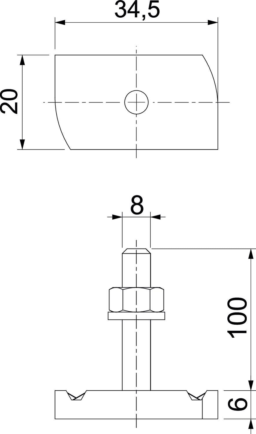 BETTERMANN Hammerkopfschraube 20mm VA MS41HB M8x100 A4 M8x100mm f.MontSchien