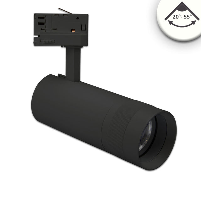 3-Phasen Schienen-Strahler fokussierbar 24W 20°-55° schwarz matt 4000K - Beleuchtung