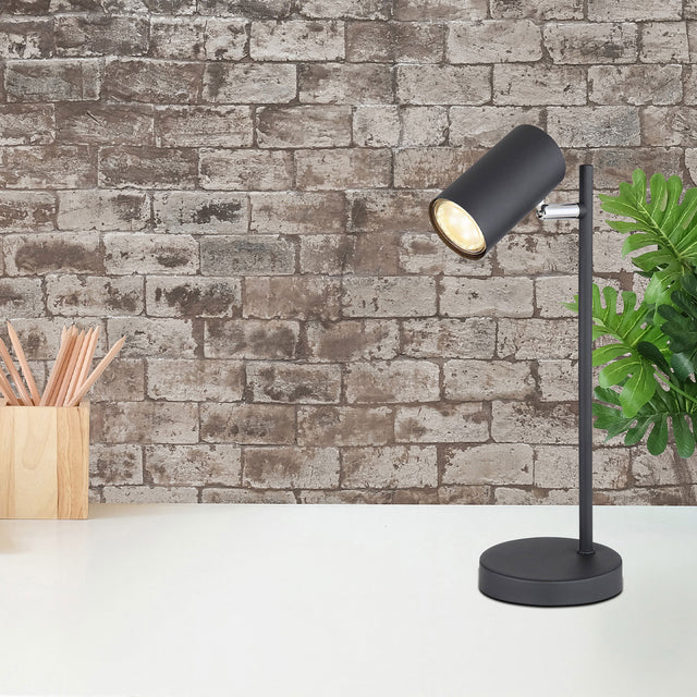 Tischleuchte schwarz mit Schalter 1xGU10 Fassung exkl. Leuchtmittel - Beleuchtung