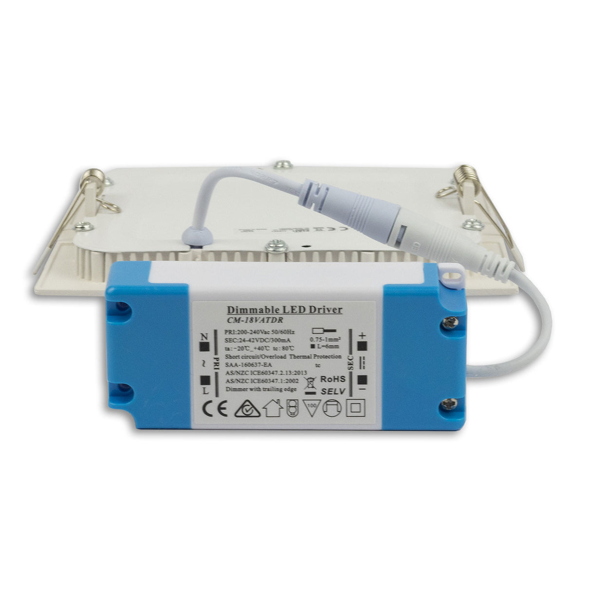 LED Downlight, 9W, eckig, ultraflach, blendungsreduziert, weiß, warmweiß, dimmbar CRI90