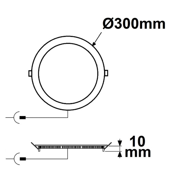 LED Downlight 24W rund ultraflach schwarz 300mm ColorSwitch 3000|3500|4000K dimmbar - Beleuchtung