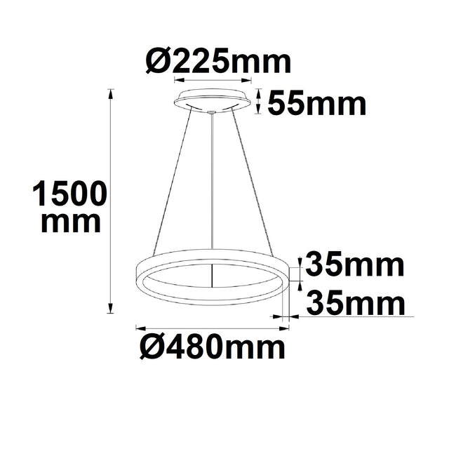 LED Hängeleuchte Orbit 480 schwarz 38W rund ColorSwitch 3000|3500|4000K dimmbar - Beleuchtung