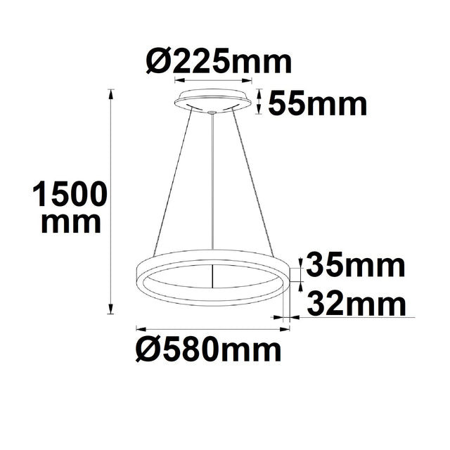 LED Hängeleuchte Orbit 580 schwarz 48W rund ColorSwitch 3000|3500|4000K dimmbar - Beleuchtung