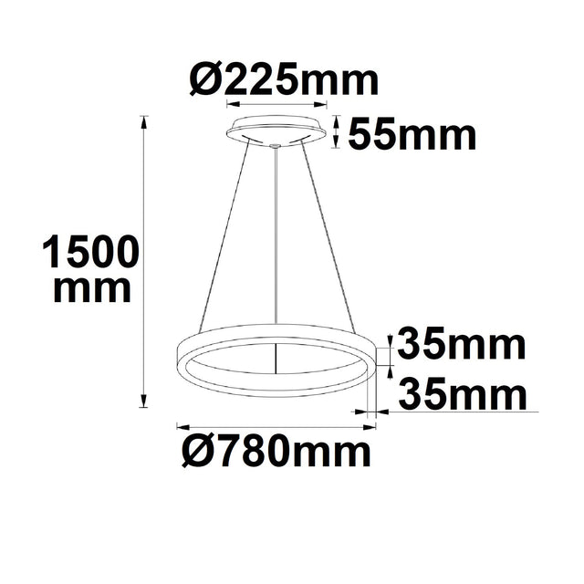 LED Hängeleuchte Orbit 780 schwarz 60W rund ColorSwitch 3000|3500|4000K dimmbar - Beleuchtung