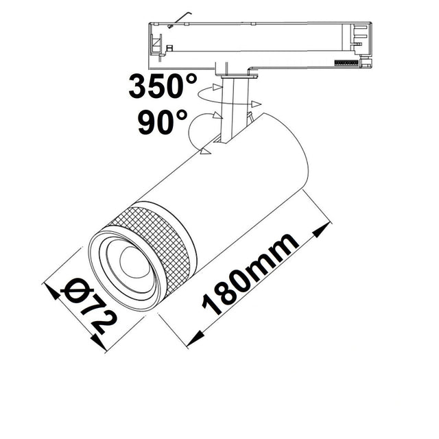 3-Phasen Schienen-Strahler fokussierbar 24W 20°-55° weiß matt 3000K dimmbar - Beleuchtung