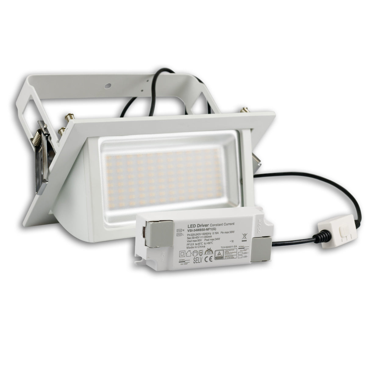 Isoled LED Shop-Downlight Box 32W ausschwenkbar weiß ColorSwitch 3000K 4000K 6000K dimmbar