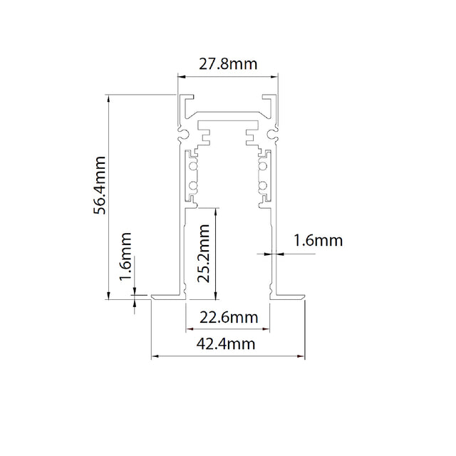 Track48 Einbauschiene schwarz 200cm 4-polig inkl. Endkappen und Schutzcover - Beleuchtung