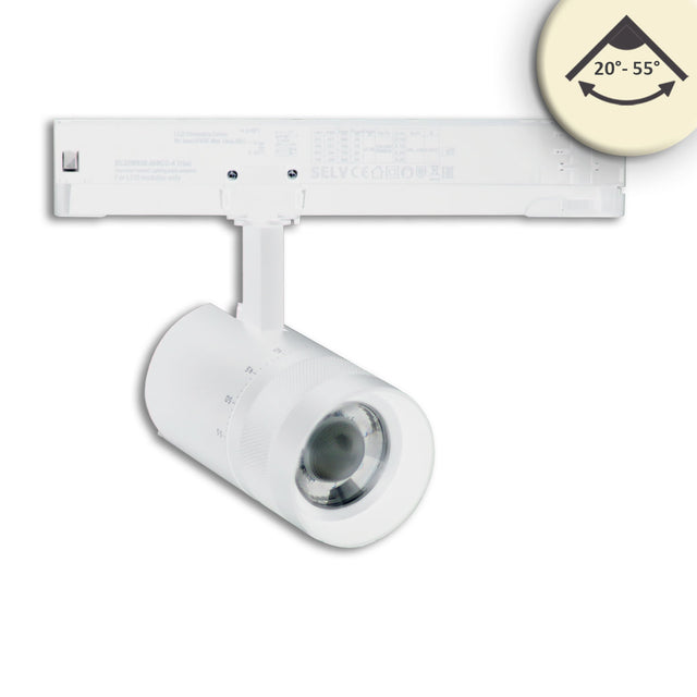 3-Phasen Schienen-Strahler fokussierbar 12W 20°-55° weiß matt 3000K DALI dimmbar - Beleuchtung