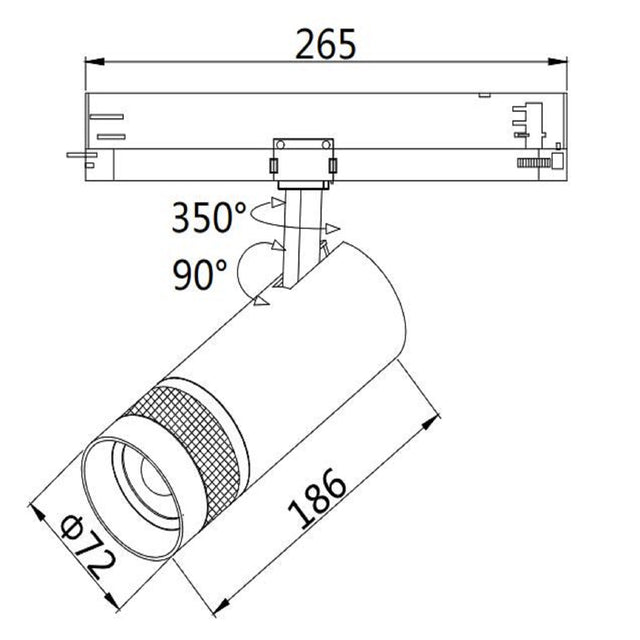 3-Phasen Schienen-Strahler fokussierbar 24W 20°-55° weiß matt 4000K DALI dimmbar - Beleuchtung