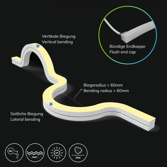 LED NeonPRO940 Custom Flexband Twist + Bend B16H16 24V DC 10W IP67 4000K 140 LED/m inkl. Clips - Beleuchtung