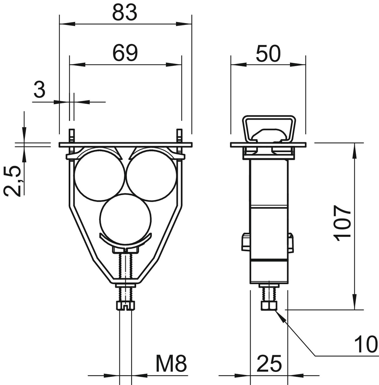 BETTERMANN Bügelschelle 28-31mm 3f ST 2056 E 31 FT Profilschiene W=Kst hfr