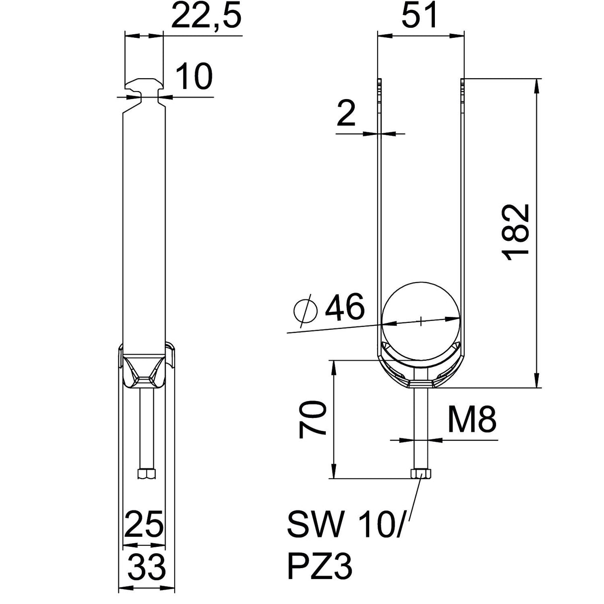 BETTERMANN Bügelschelle 40-46mm 3f ST BS-H3-M-46 FT Profilschiene W=ST hfr