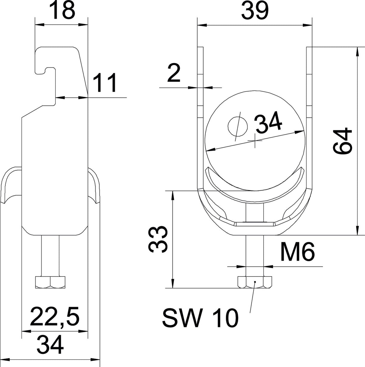BETTERMANN Bügelschelle 28-34mm 1f ST BS-U1-M-34 FT C-Profil W=ST hfr