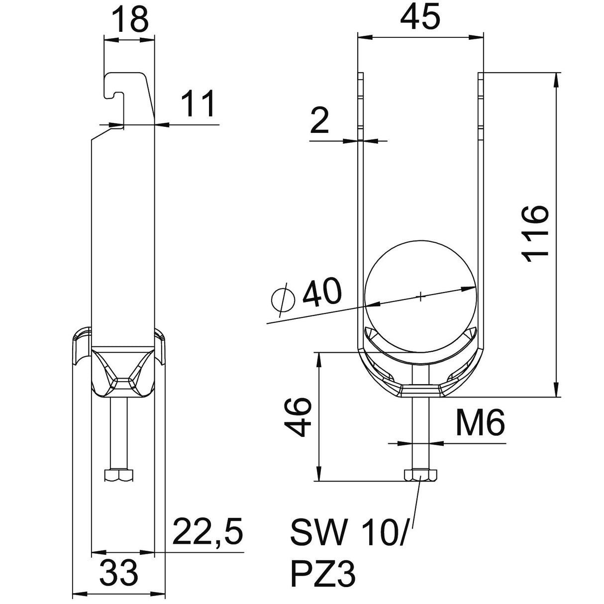 BETTERMANN Bügelschelle 34-40mm 2f ST BS-U2-M-40 FT Profilschiene W=ST hfr