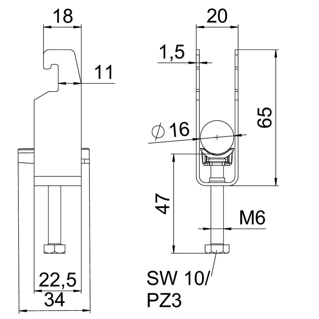 BETTERMANN Bügelschelle 12-16mm 2f Alu BS-U2-K-16 ALU Profilschiene W=Alu hfr