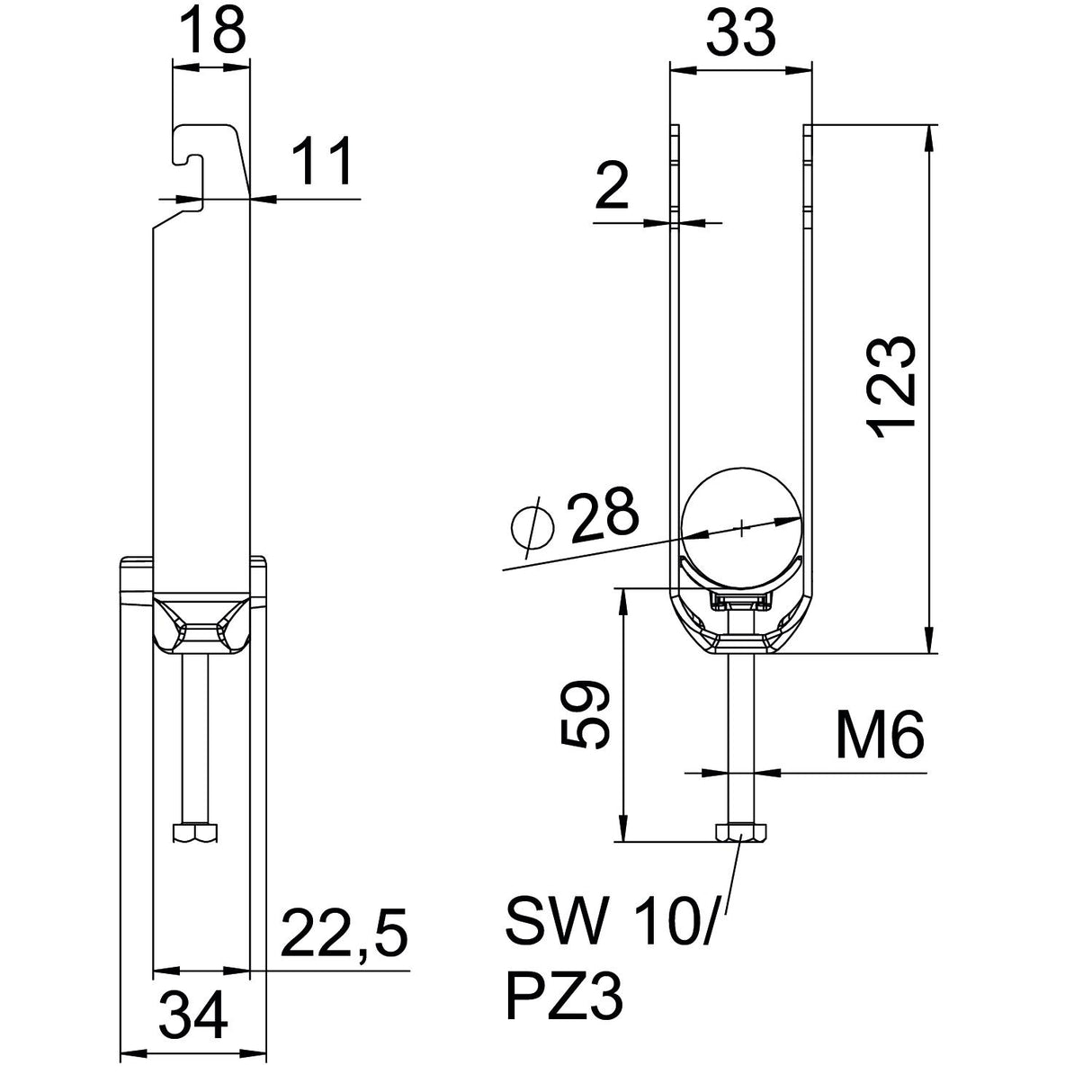 BETTERMANN Bügelschelle 22-28mm 3f Alu BS-U3-K-28 ALU Profilschiene W=Alu hfr