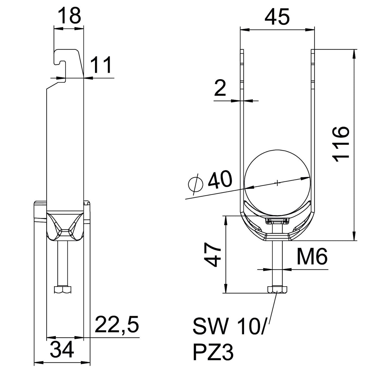 BETTERMANN Bügelschelle 34-40mm 2f Alu BS-U2-K-40 ALU Profilschiene W=Alu hfr