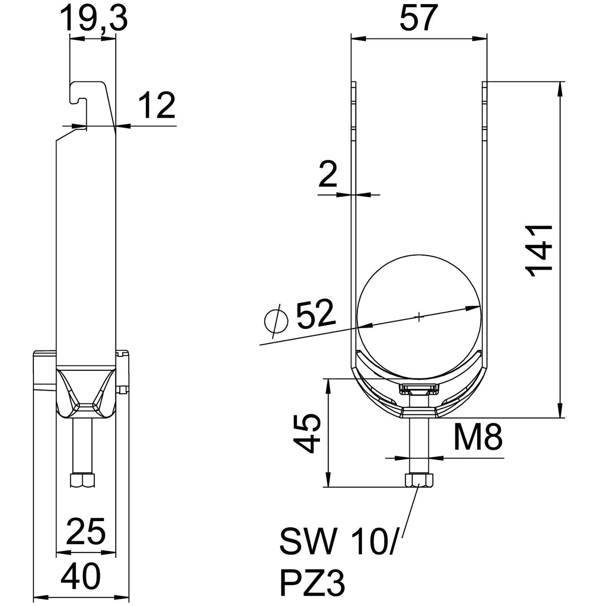BETTERMANN Bügelschelle 46-52mm 2f Alu BS-U2-K-52 ALU Profilschiene W=Alu hfr