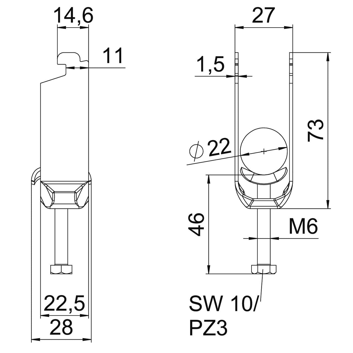BETTERMANN Bügelschelle 16-22mm 2f ST BS-N2-M-22 FT Profilschiene W=ST hfr