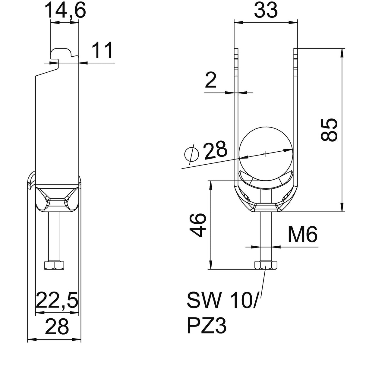 BETTERMANN Bügelschelle 22-28mm 2f ST BS-N2-M-28 FT Profilschiene W=ST hfr