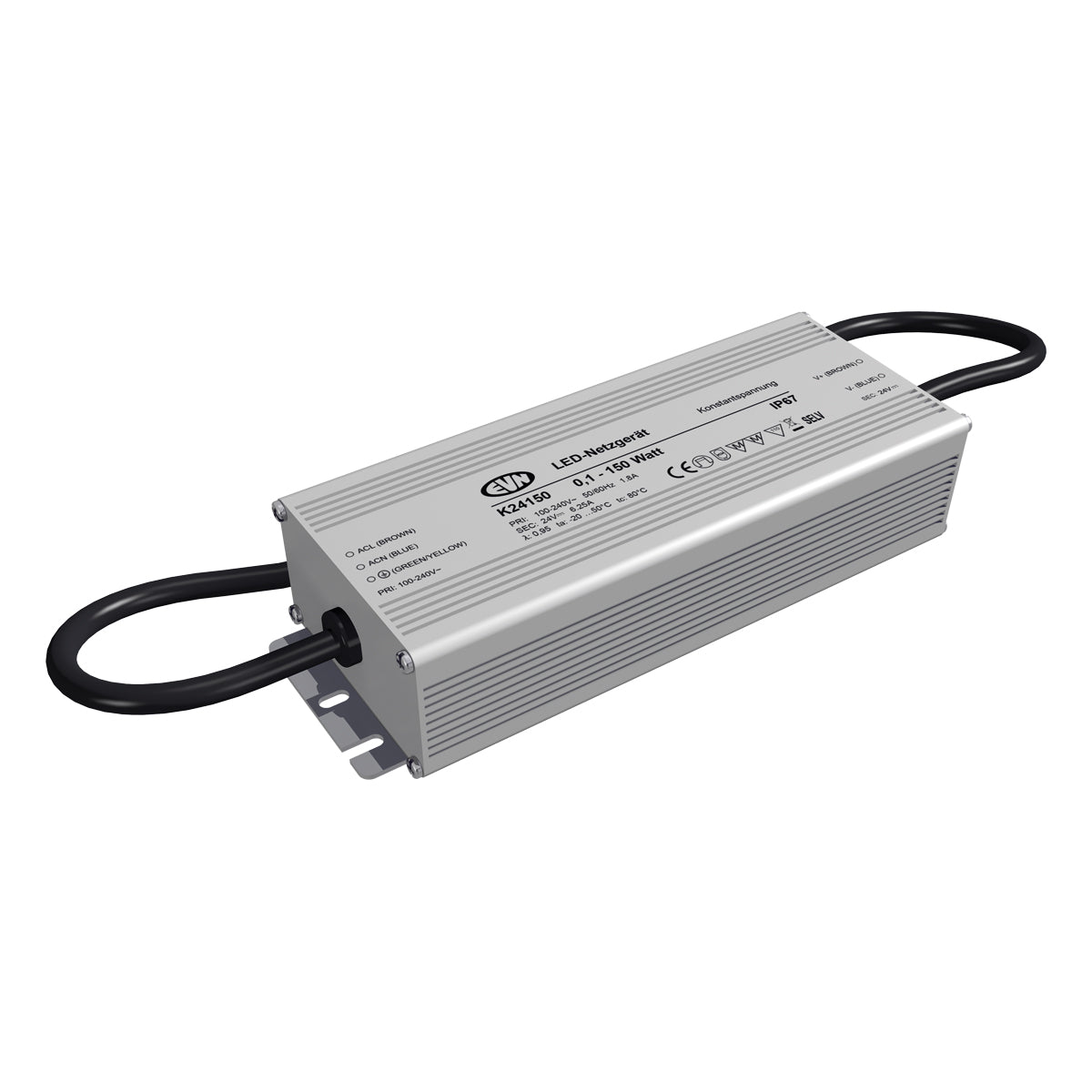 EVN LED-Trafo 0,1-150W 6250mA 24V IP67 K24150 Metallgeh stat 235x127x58mm