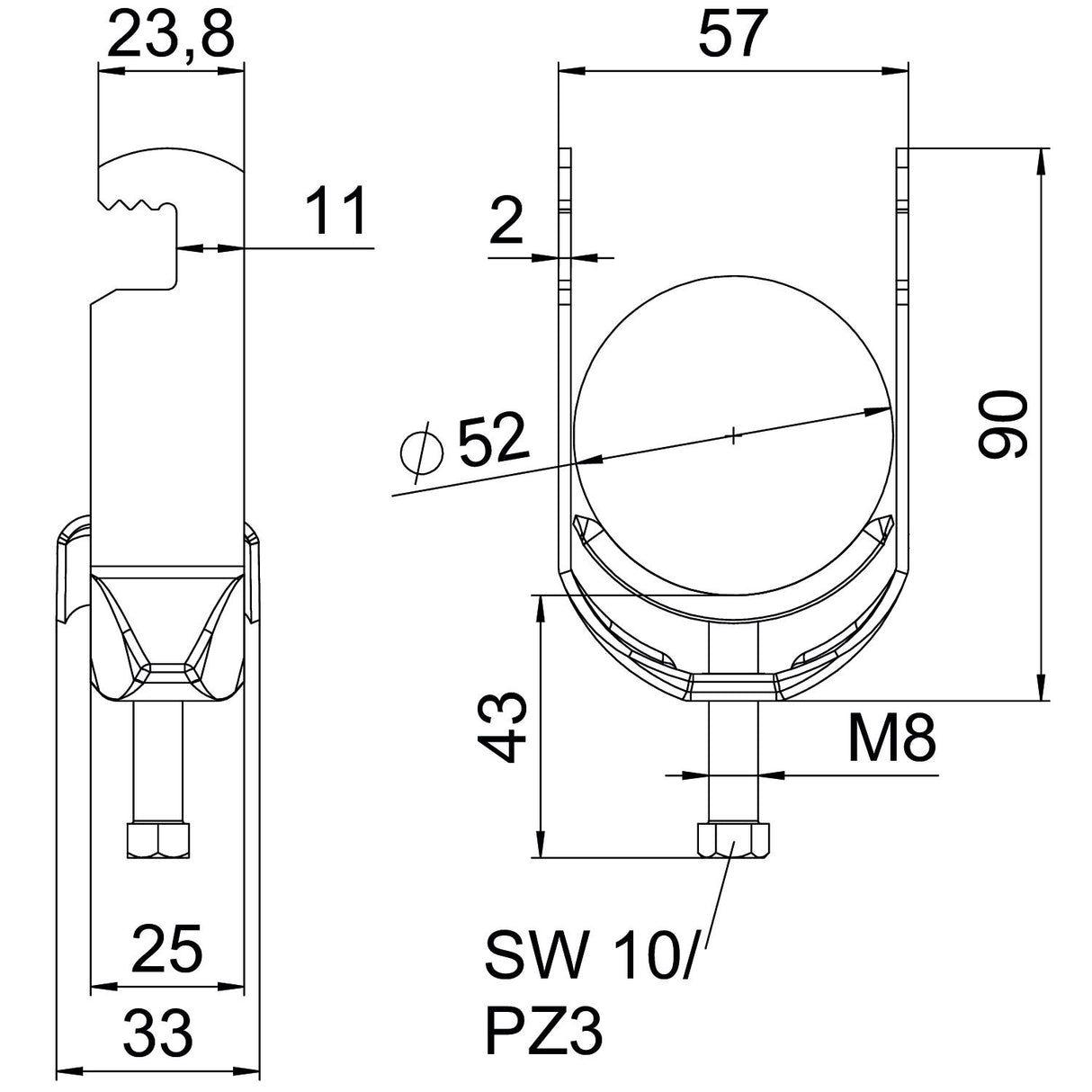 BETTERMANN Bügelschelle 46-52mm 2f ST BS-F2-M-52 FT Profilschiene W=ST hfr