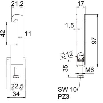 BETTERMANN Bügelschelle 8-12mm 2f ST hfr BS-W2-K-12 FT Profilschiene W=ST