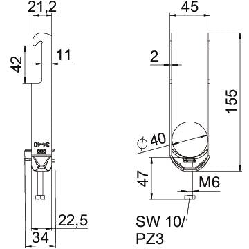 BETTERMANN Bügelschelle 34-40mm 1f ST BS-W2-K-40 FT C-Profil W=Kst