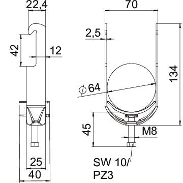 BETTERMANN Bügelschelle 58-64mm 1f ST BS-W1-K-64 FT C-Profil W=Kst
