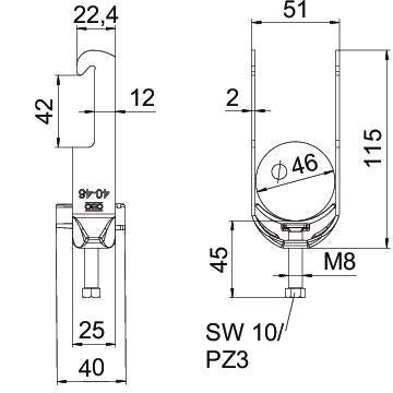 BETTERMANN Bügelschelle 40-46mm 1f VA BS-W1-K-46 A2 C-Profil W=Kst