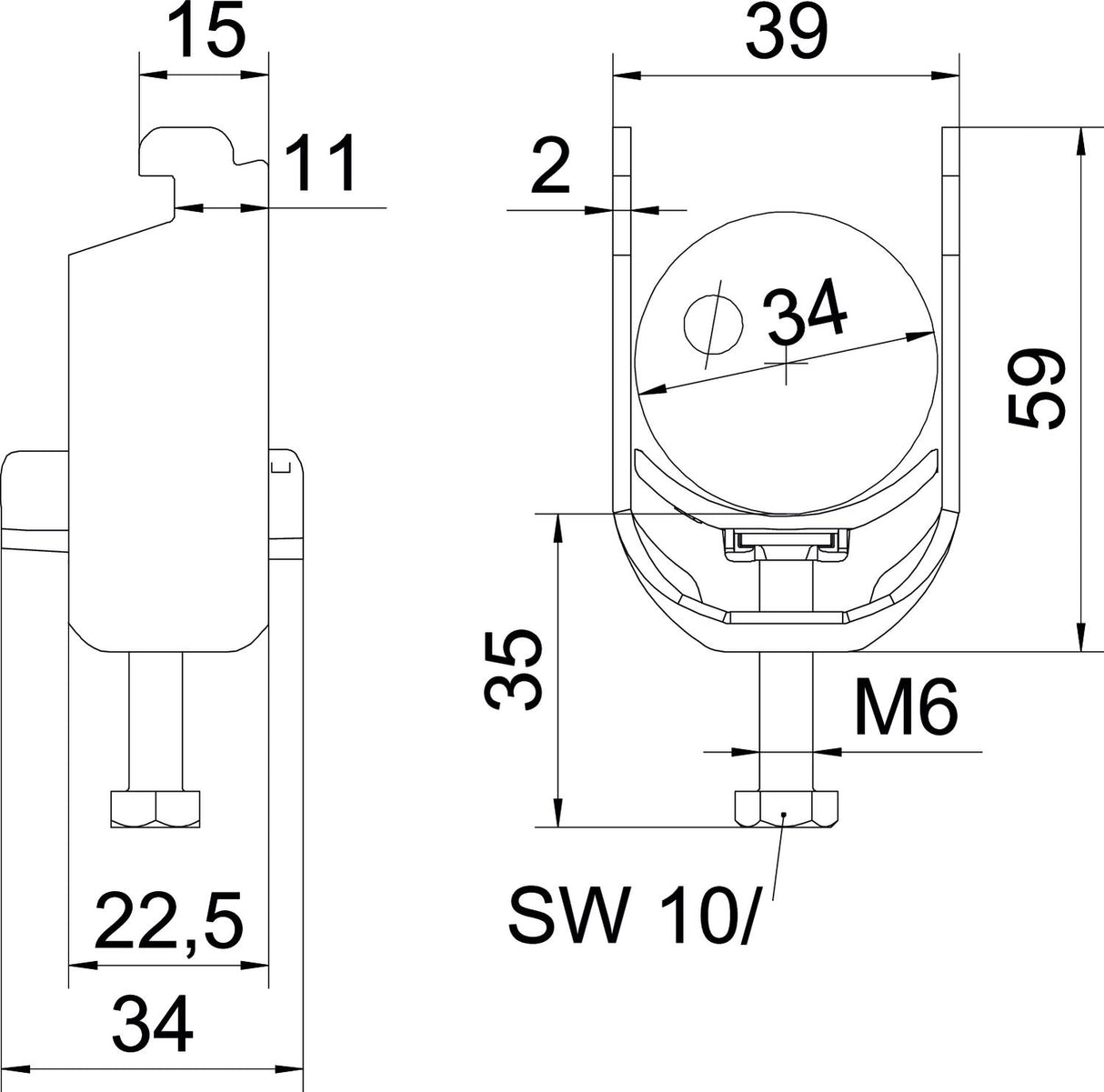 BETTERMANN Bügelschelle 28-34mm 1f VA BS-N1-K-34 A2 C-Profil W=Kst