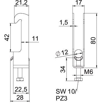 BETTERMANN Bügelschelle 8-12mm 1f ST hfr BS-W1-M-12 FT Profilschiene W=ST