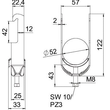 BETTERMANN Bügelschelle 46-52mm 1f ST BS-W1-M-52 FT Profilschiene W=ST hfr
