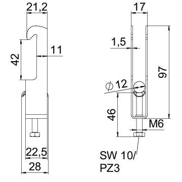 BETTERMANN Bügelschelle 8-12mm 2f ST hfr BS-W2-M-12 FT Profilschiene W=ST