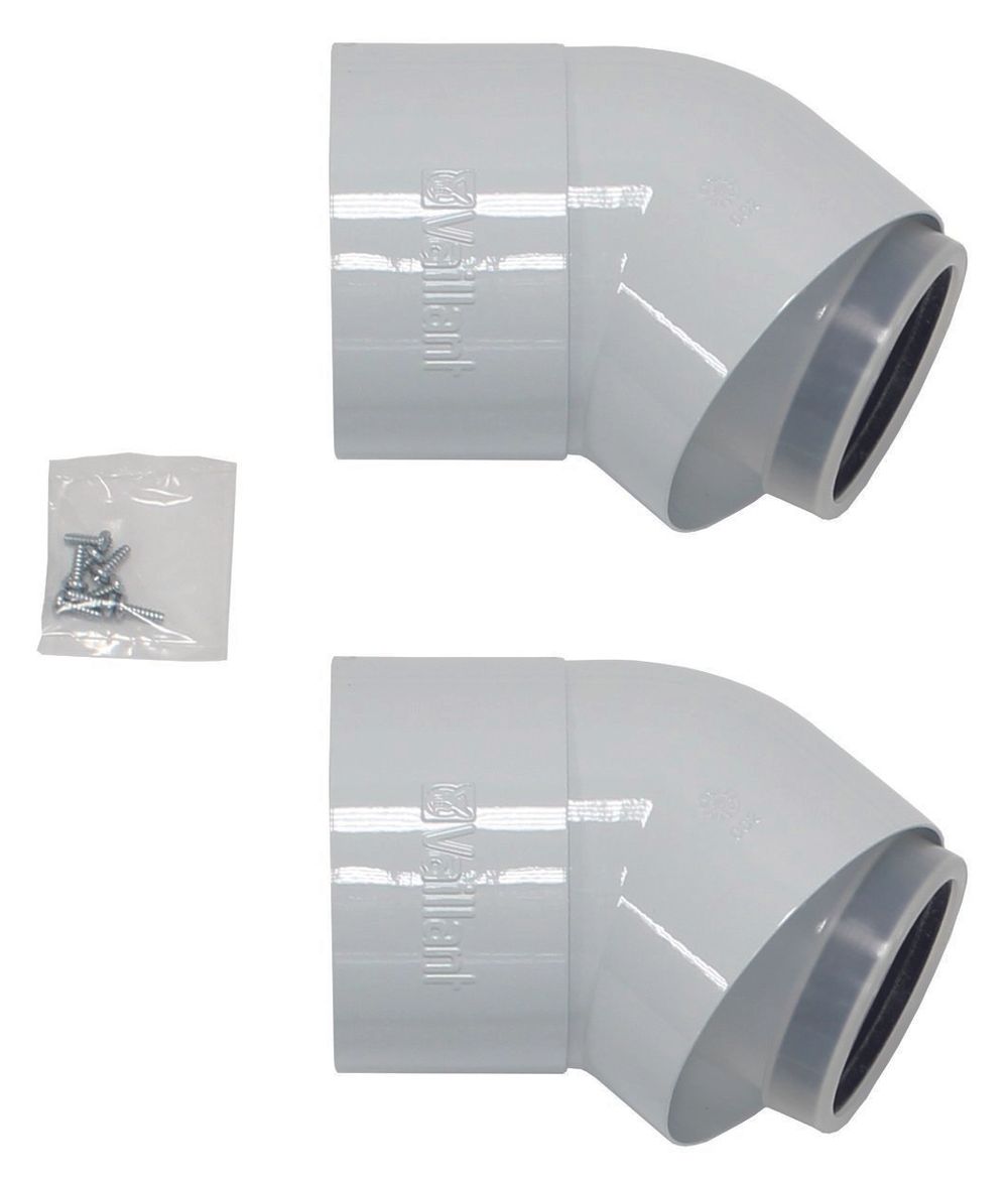 Vaillant Bogen 45 Grad (2 St.) Brennwert Luft-/Abgasführung, PP, 80/125 mm, 303211