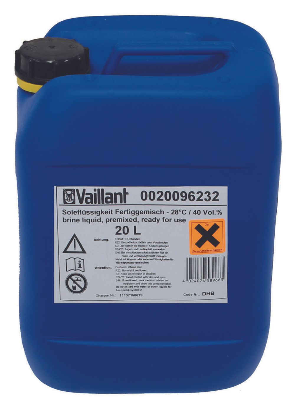 Vaillant Soleflüssigkeit Fertiggemisch 20L Kanister, 0020096232