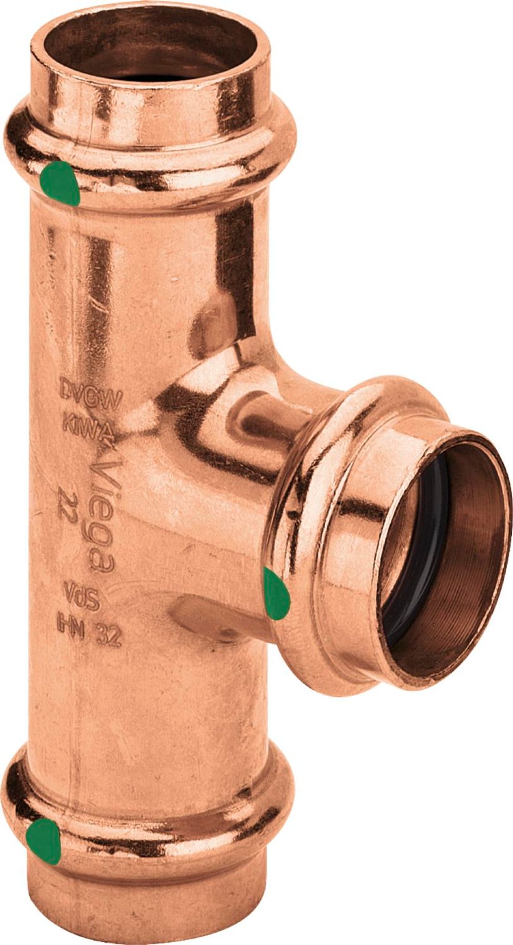 Viega Profipress-T-Stück, d1 22, d2 18, d3 22 Kupfer Modell 2418, 291945