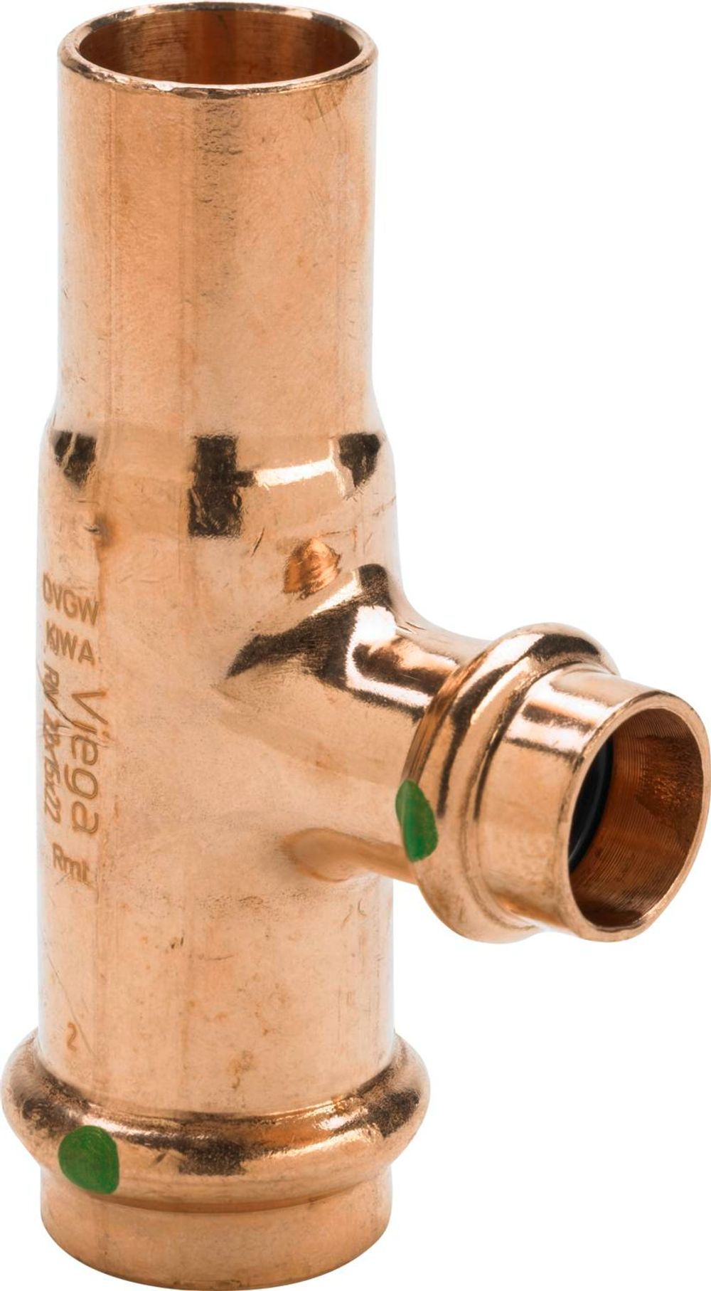 Viega Profipress-T-Stück, d1 22, d2 15, d3 22 Kupfer Modell 2418.1, 477356