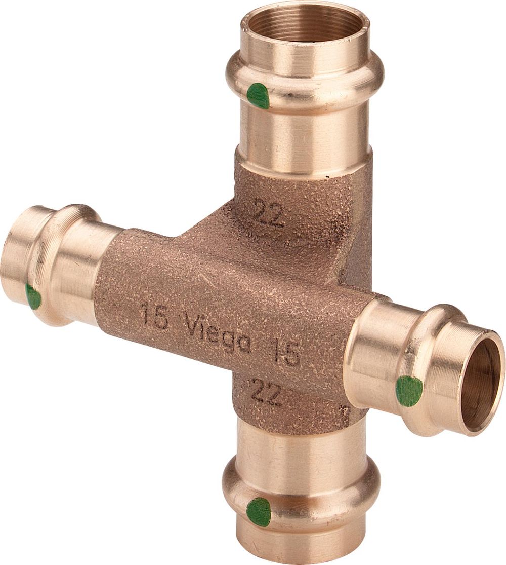 Viega Profipress Sanpress-Kreuzstück, d1 18, d2 15 Rotguss Modell 2248, 322427
