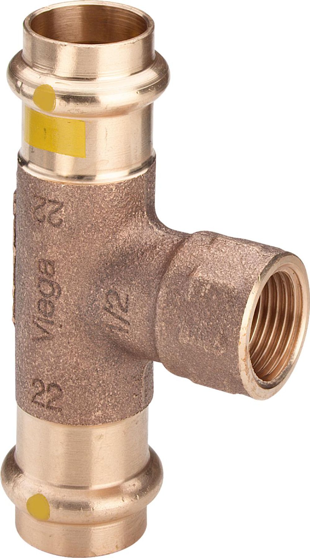 Viega Profipress G-T-Stück, d1 22, Rp 1/2, d2 22 Rotguss Modell 2617.2, 352721