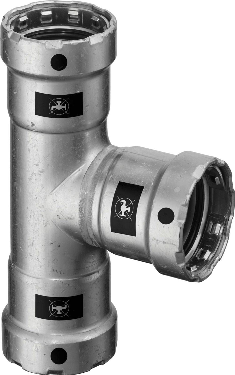 Viega Megapress-T-Stück, DN 15 Stahl unlegiert, Zink-Nickel-Beschichtung Modell 4218, 694968
