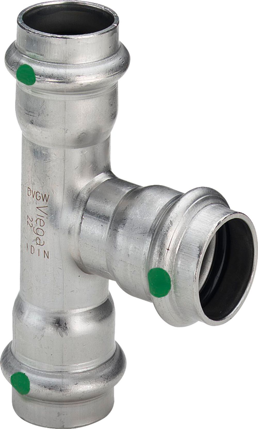 Viega Sanpress Inox-T-Stück, d1 54, d2 35, d3 54 Stahl nichtrostend Modell 2318, 436063