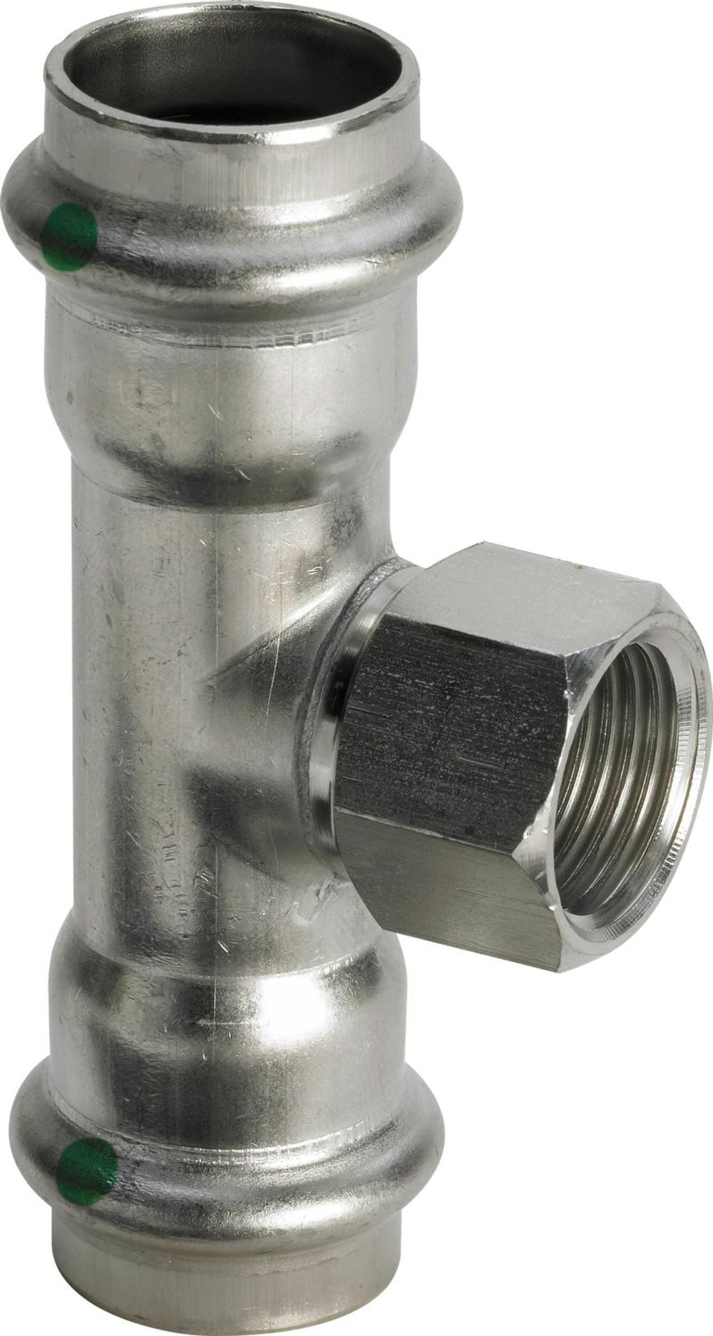 Viega Sanpress Inox-T-Stück, d1 28, Rp 3/4, d2 28 Stahl nichtrostend Modell 2317.2, 437206