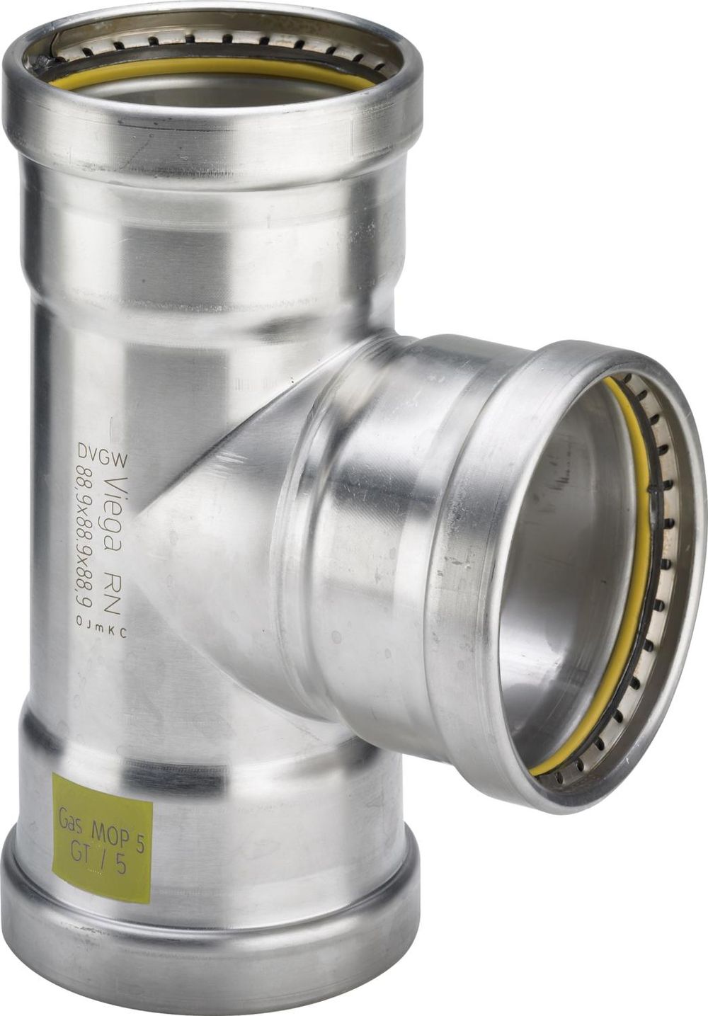 Viega Sanpress Inox G XL-T-Stück, d1 88,9, d2 88,9, d3 88,9 Stahl nichtrostend Modell 0218XL, 578220