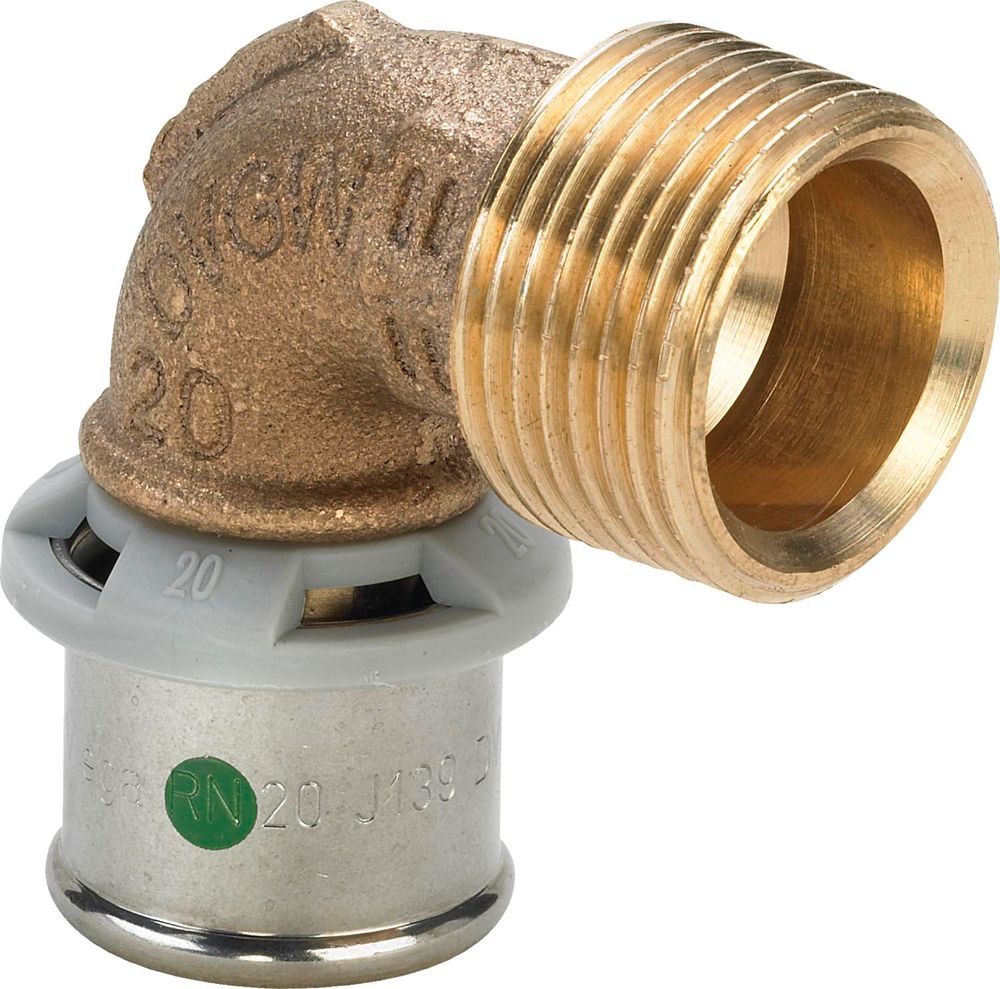 Viega Sanfix Fosta Sanfix P-Übergangsbogen 90 Grad, d 16mm, R 3/4 Rotguss Modell 2114, 444532