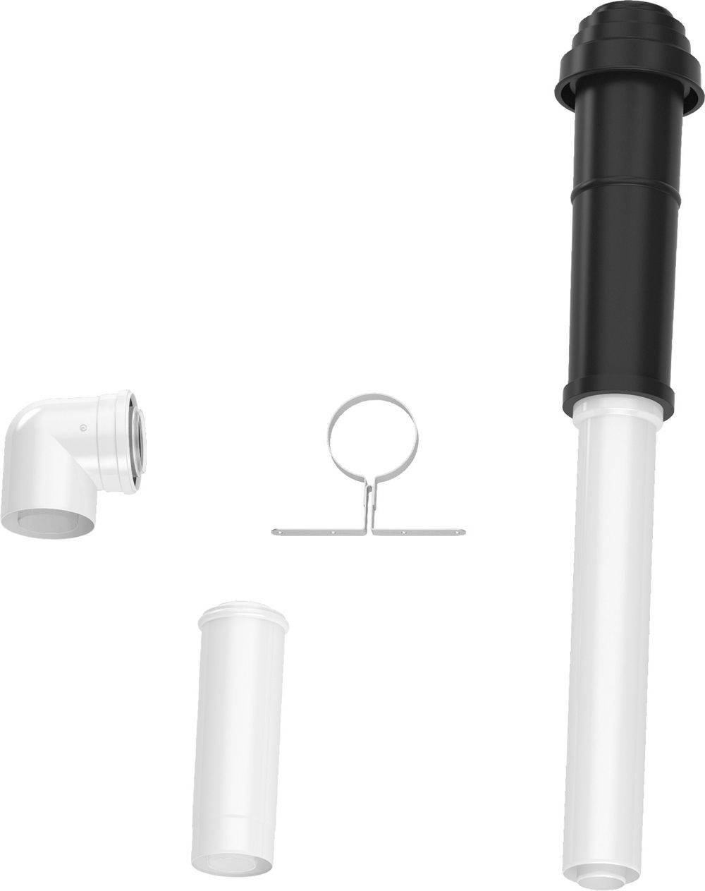Bosch Abgaszubehör FC-Set80-C33x (hinten Grundbausatz C33x, schwarz, d:80/125mm, 7738112758